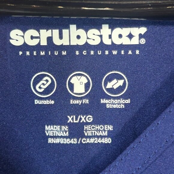 Scrubstar Unisex Size XL Core Essentials V-Neck Scrub Top Indigo NWT - Picture 8 of 12